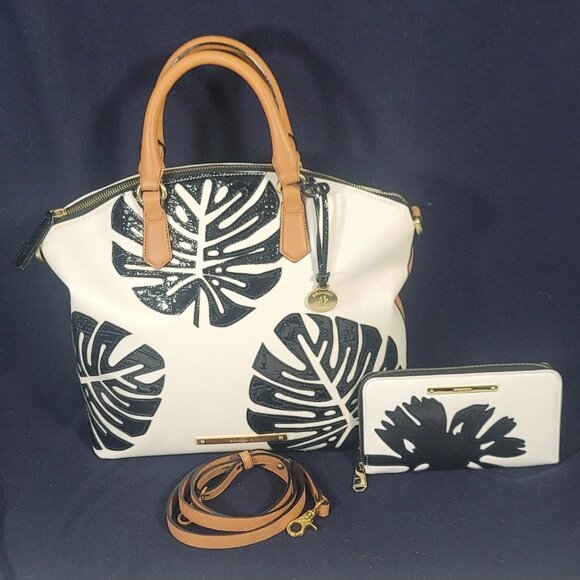 Brahmin Handbags - 2 PC. BRAHMIN LARGE DUXBURY MONACO WHITE/BLACK SHOULDER BAG PURSE-SURI WALLET